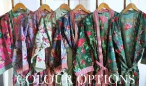 Pure Cotton Handprinted House Kimono in Pastel Yellow Red Stripe - Image 8