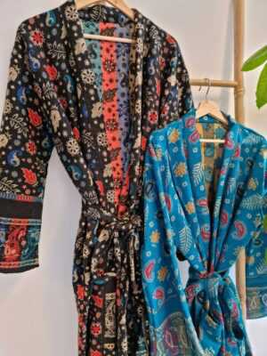 Paisley Unisex Yak Wool Blend Floral Kimono-Paisley Teal Sea Dream - Image 2