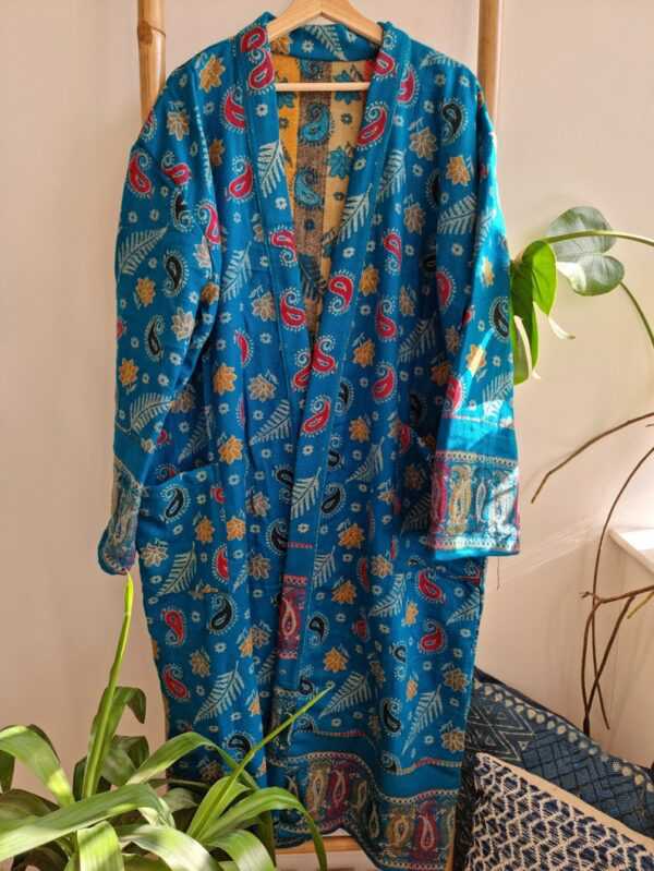 Paisley Unisex Yak Wool Blend Floral Kimono-Paisley Teal Sea Dream