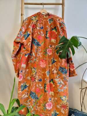 Velvet Robe Unisex Kimono in Orange Crush Passion - Image 6