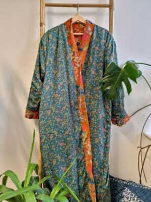 Velvet Robe Unisex Kimono in Orange Crush Passion - Image 7