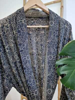 Men's Silk Boho Kimonos in Black Beige Regal Monochromic look - Image 7