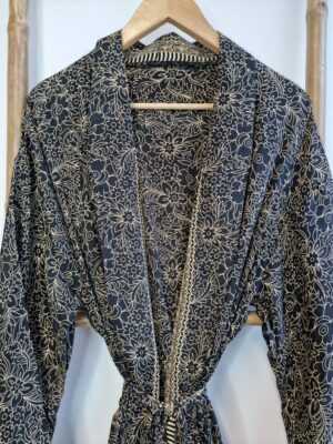 Men's Silk Boho Kimonos in Black Beige Regal Monochromic look - Image 9
