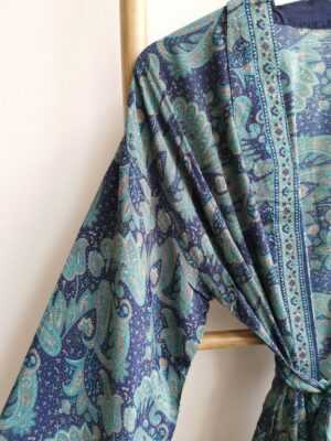 Men's Silk Boho Kimonos in Navy Paisley Regal - Image 4