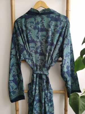 Men's Silk Boho Kimonos in Navy Paisley Regal - Image 6