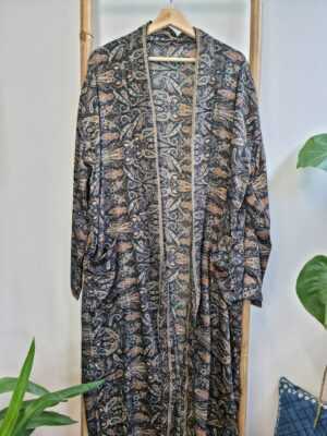 Men's Silk Boho Kimonos in Black Regal Monochromic style - Image 3
