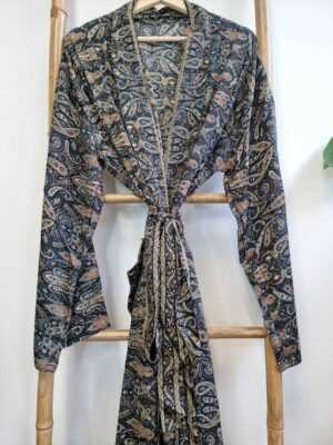Men's Silk Boho Kimonos in Black Regal Monochromic style - Image 5