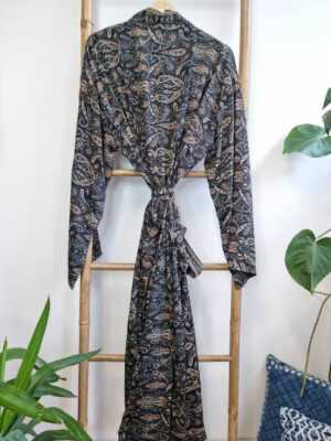 Men's Silk Boho Kimonos in Black Regal Monochromic style - Image 6