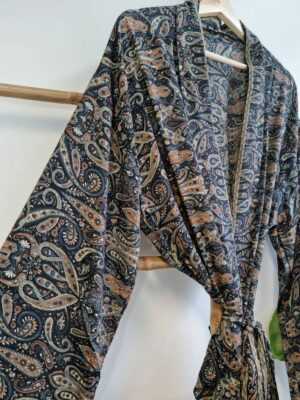Men's Silk Boho Kimonos in Black Regal Monochromic style - Image 7