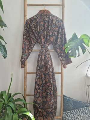 Men's Silk Boho Kimonos in Black Rust Beige Mughal - Image 5