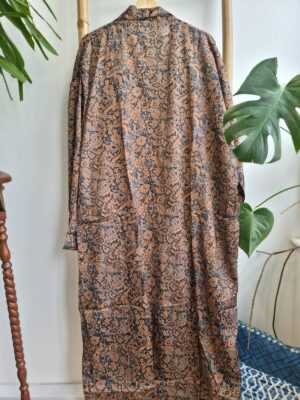 Men's Silk Boho Kimonos in Muted Orange Black - Image 6