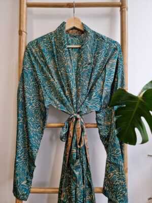 Men's Silk Boho Kimonos Black Beige-Nomad Magic - Image 2