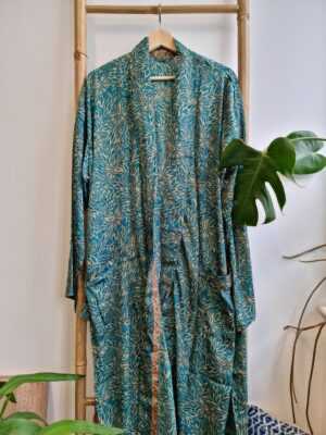 Men's Silk Boho Kimonos Black Beige-Nomad Magic - Image 3