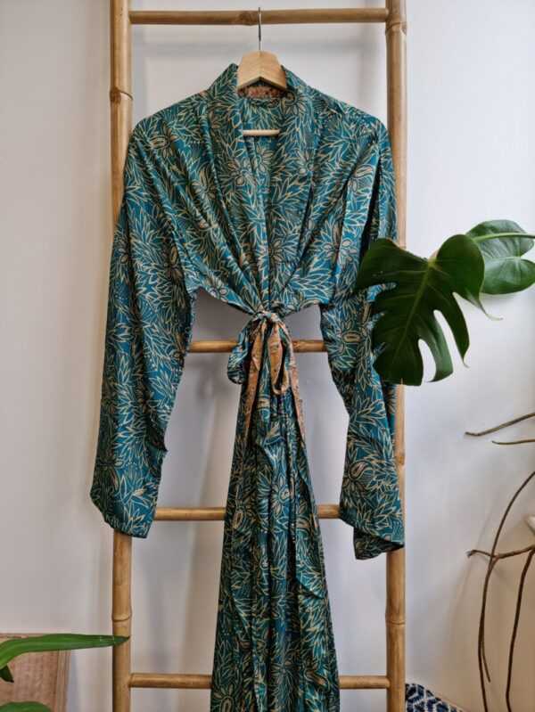 Men's Silk Boho Kimonos Black Beige-Nomad Magic