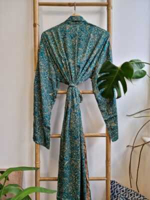Men's Silk Boho Kimonos Black Beige-Nomad Magic - Image 5