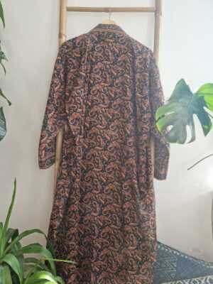 Men's Silk Boho Kimonos in Black Rust Beige Paisley - Image 7