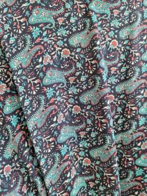 Men's Silk Boho Kimonos in Black Turquoise Paisley - Image 4