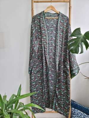 Men's Silk Boho Kimonos in Black Turquoise Paisley - Image 6