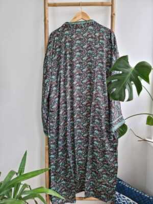 Men's Silk Boho Kimonos in Black Turquoise Paisley - Image 8