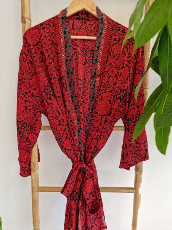 Couple Set Silk Boho Kimonos unisex in Ocean Royal Blue & Aqua Green