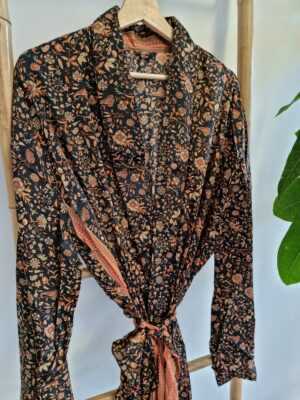 Men's Silk Boho Kimonos Man in Black, Gold, & Beige - Image 2