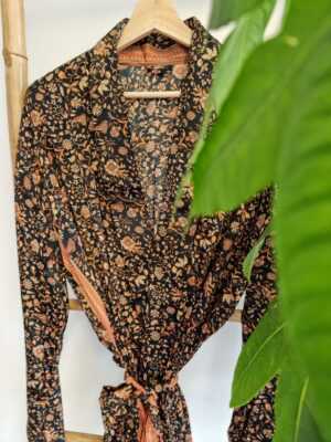 Men's Silk Boho Kimonos Man in Black, Gold, & Beige - Image 3