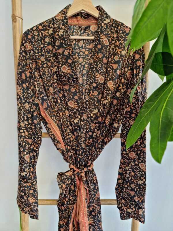 Men's Silk Boho Kimonos Man in Black, Gold, & Beige