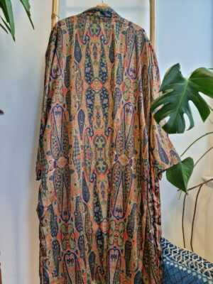 Men's Silk Boho Kimonos in Deep Navy, Olive Green, & Rust Paisley - Image 4