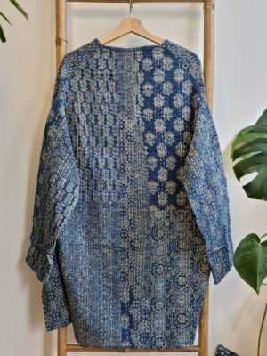 Indigo Reversible Kantha Mid Length in Blue Ajrakh - Image 7