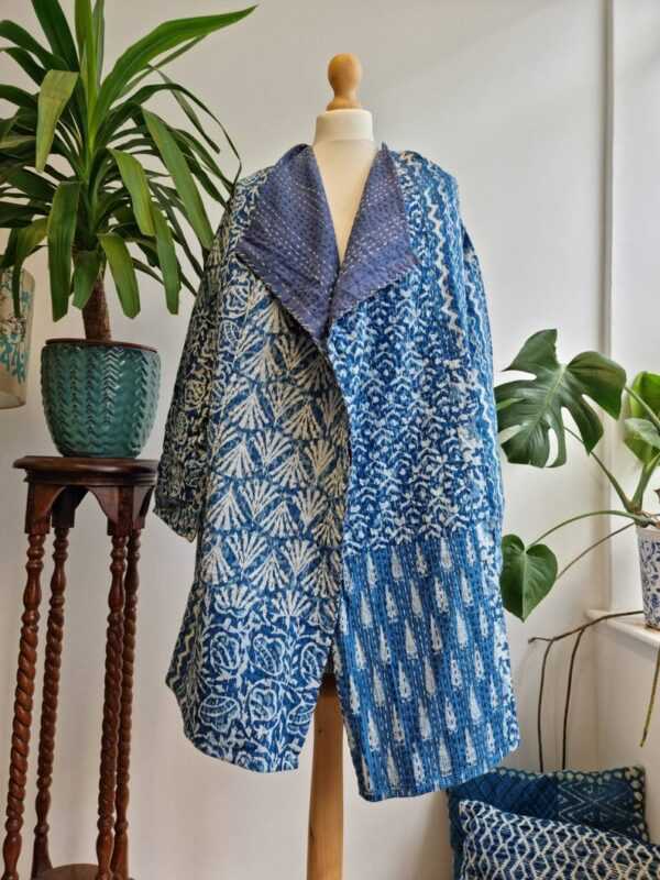 Indigo Reversible Kantha Blue Indigo Multi Patch Print Unisex – Fair ...