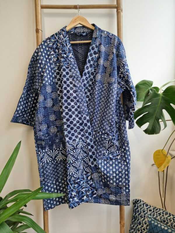 Indigo Reversible Kantha in Multi Patch Print