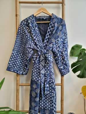 Indigo Reversible Kantha in Multi Patch Print - Image 2