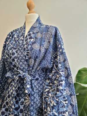 Indigo Reversible Kantha in Multi Patch Print - Image 3