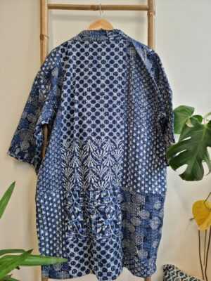 Indigo Reversible Kantha in Multi Patch Print - Image 6