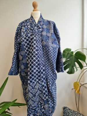 Indigo Reversible Kantha in Multi Patch Print - Image 9