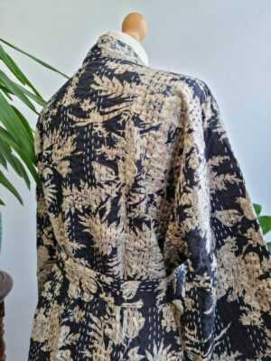 Kantha Cotton Reversible Kimono in Regal Black Oriental - Image 8