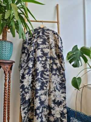 Kantha Cotton Reversible Kimono in Regal Black Oriental - Image 9