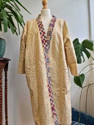 Kantha Patchwork Cotton Reversible Kimono in Elegant Ajrakh multicolor shade - Image 6