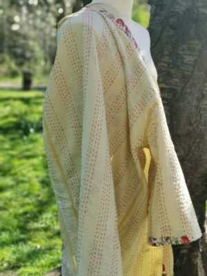Kantha Cotton Long Reversible Kimono in Regal Cream shade - Image 6