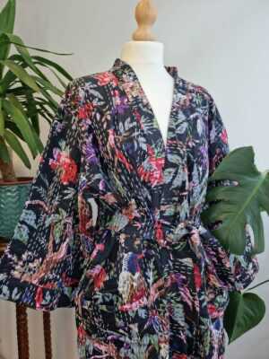 Kantha Patchwork Cotton Reversible Kimono Jacket Unisex Robe in mix elegant shades - Image 6