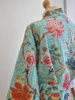 Kantha Cotton Long Reversible Kimono in Gardenia vibe - Image 3