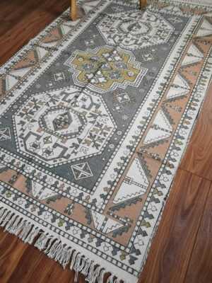 6ft x 4ft Vintage Style Cotton Dhurrie Rug in Bohemian look - Image 5