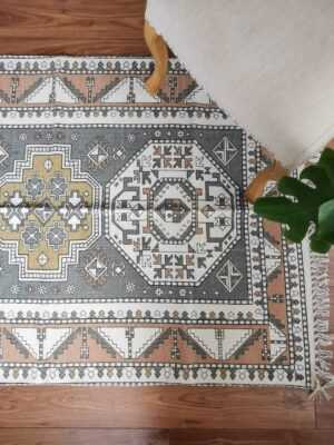 6ft x 4ft Vintage Style Cotton Dhurrie Rug in Bohemian look - Image 6