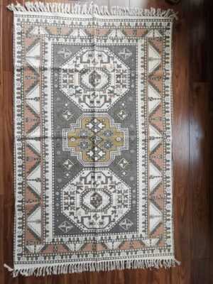 6ft x 4ft Vintage Style Cotton Dhurrie Rug in Bohemian look - Image 7