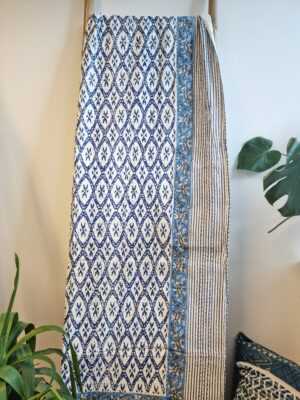 Kantha Cotton Reversible Throw in geometric design Tribal Stripe - Image 2