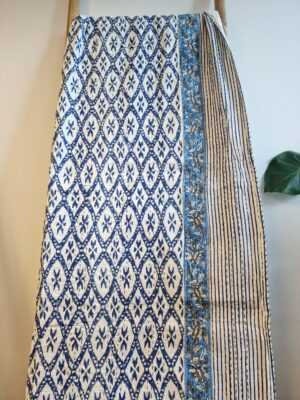 Kantha Cotton Reversible Throw in geometric design Tribal Stripe - Image 3