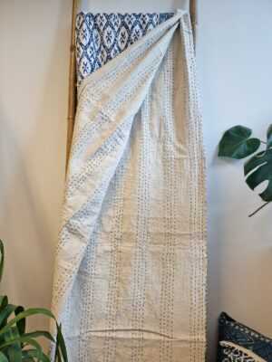Kantha Cotton Reversible Throw in geometric design Tribal Stripe - Image 4