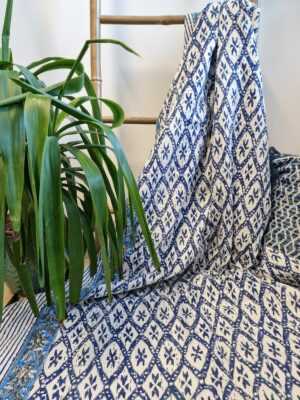 Kantha Cotton Reversible Throw in geometric design Tribal Stripe - Image 6