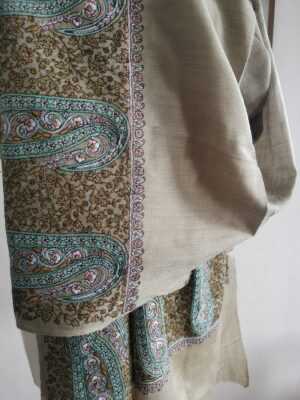 Pashmina Paisley Embroidery Scarf in Earthy Neutrals - Image 2
