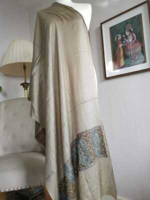 Pashmina Paisley Embroidery Scarf in Earthy Neutrals - Image 3